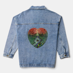 Handgefertigtes Kunstwerk - Orangenbäume Jeansjacke