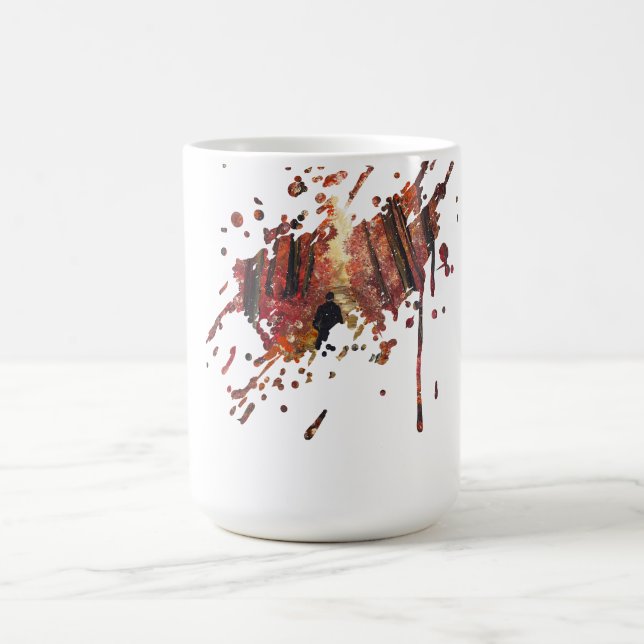 Handgefertigtes Kunstwerk - Oranger Wald  Kaffeetasse (Mittel)