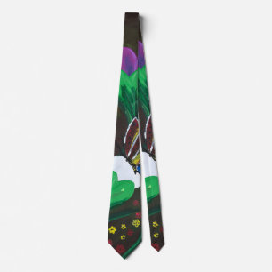 Handgefertigtes Kunstwerk - Schmetterlingsblüte Krawatte