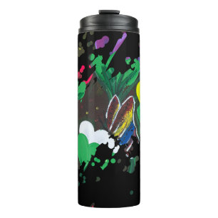 Handgefertigtes Kunstwerk - Schmetterlingsblüte Thermosbecher