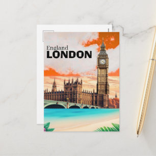 Handgefertigtes London-Aquarell-Postkartenset Feiertagspostkarte