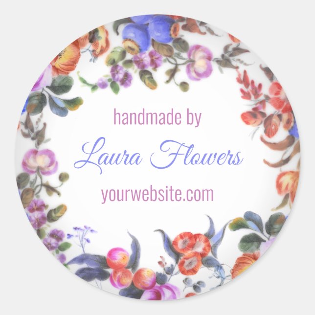 Handgefertigtes Porzellan Runder Aufkleber (Vorderseite)