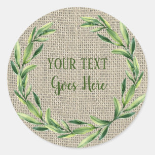 Handgefertigtes Produkt Vintag Burlap Floral Wreat Runder Aufkleber