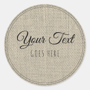 Handgefertigtes Produkt Vintage Trendige Jute Sack Runder Aufkleber