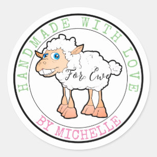 Handgegossen mit Liebe-Schafskleber Runder Aufkleber