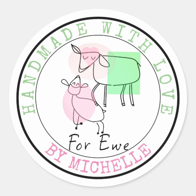 Handgegossen mit Liebe-Schafskleber Runder Aufkleber (Vorderseite)