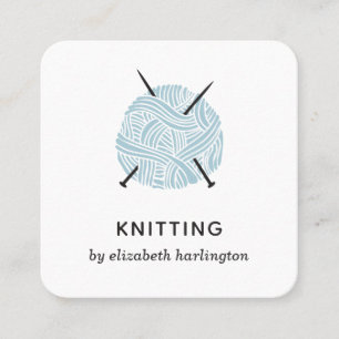 Handgeknetet. Knitter-Crochet-Ausrüstung Quadratische Visitenkarte