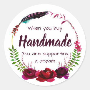 Handgemacht mit Liebe Runder Aufkleber