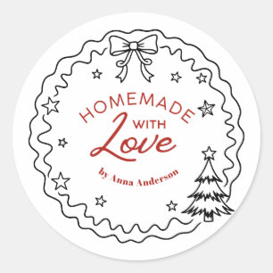 Handgemacht mit Liebe Weihnachtsbäckerei Runder Aufkleber