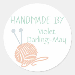 Handgemacht vorbei - Strickgarn u. Nadeln Runder Aufkleber