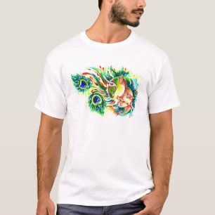 Handgemachte abstrakte Malerei von Lord Krishna T-Shirt