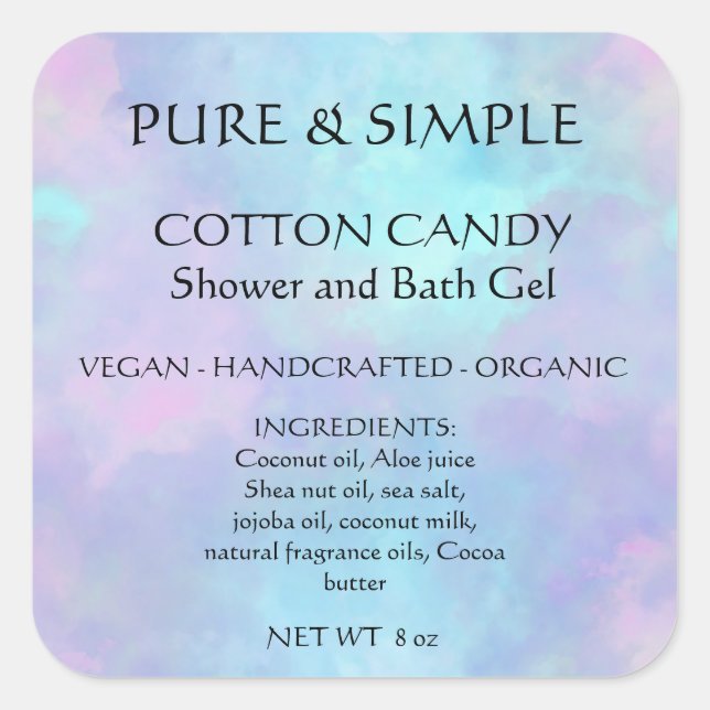 Handgemachte Baumwollkerzendusche Quadratischer Aufkleber (Vorderseite)