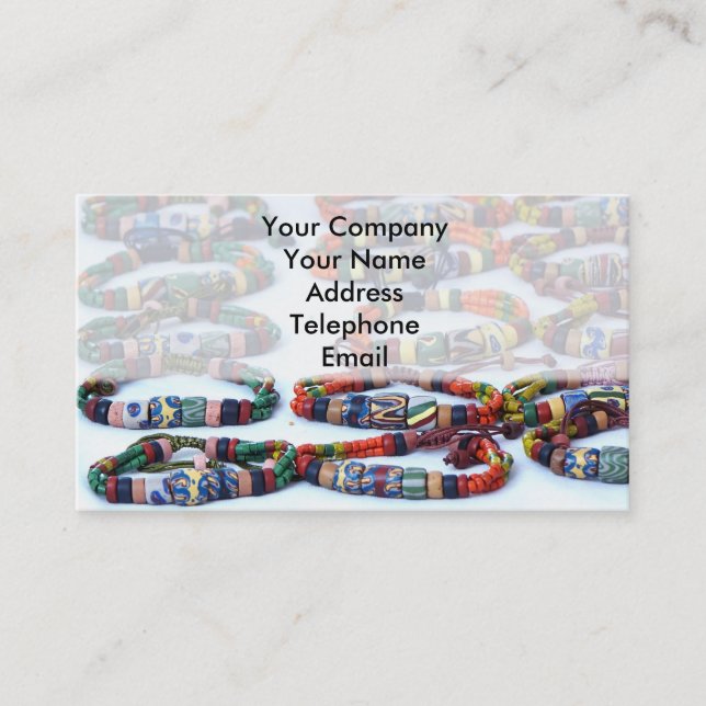 Handgemachte bunte Glasperle-Armbänder Visitenkarte (Vorderseite)