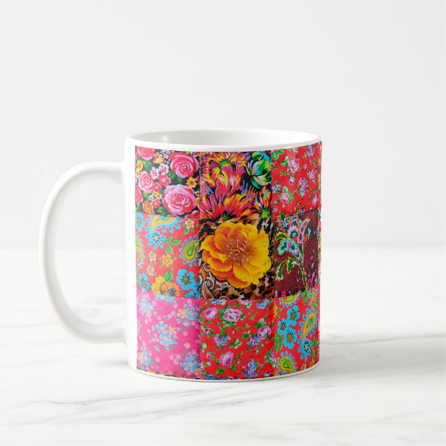 Handgemachte Fliesen mit Blumenmuster als ba Kaffeetasse (Links)