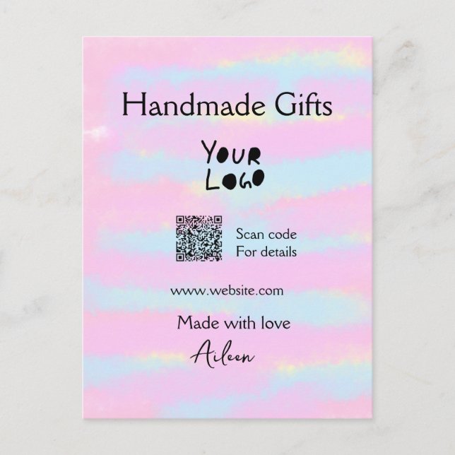 Handgemachte Geschenke für kleine Unternehmen, Lie Postkarte (Vorderseite)