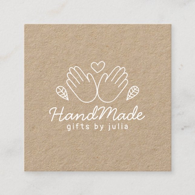 Handgemachte Handarbeit moderne braune Kraftpapier Telefonnummerkarte (Vorderseite)