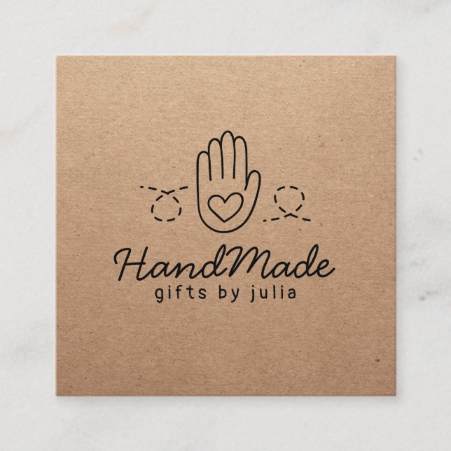 Handgemachte Handarbeit moderne braune Kraftpapier Telefonnummerkarte (Vorderseite)