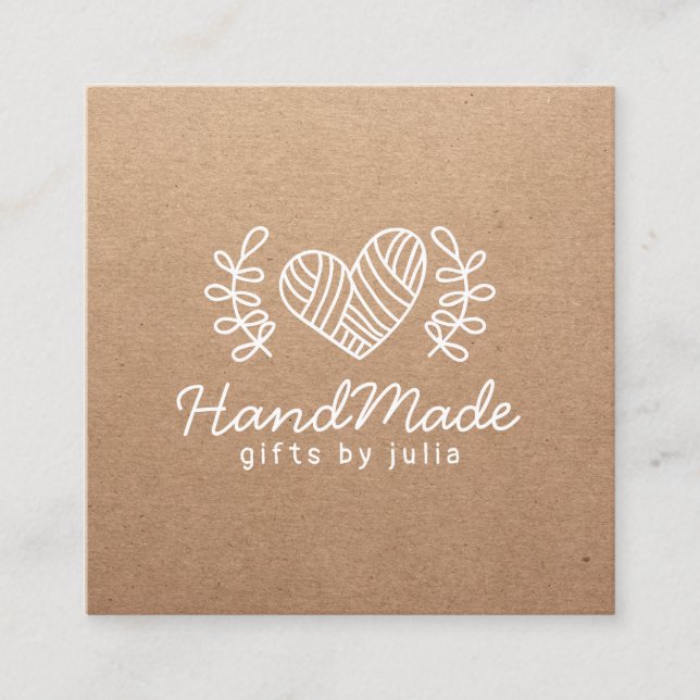 Handgemachte Handarbeit moderne braune Kraftpapier Telefonnummerkarte (Vorderseite)