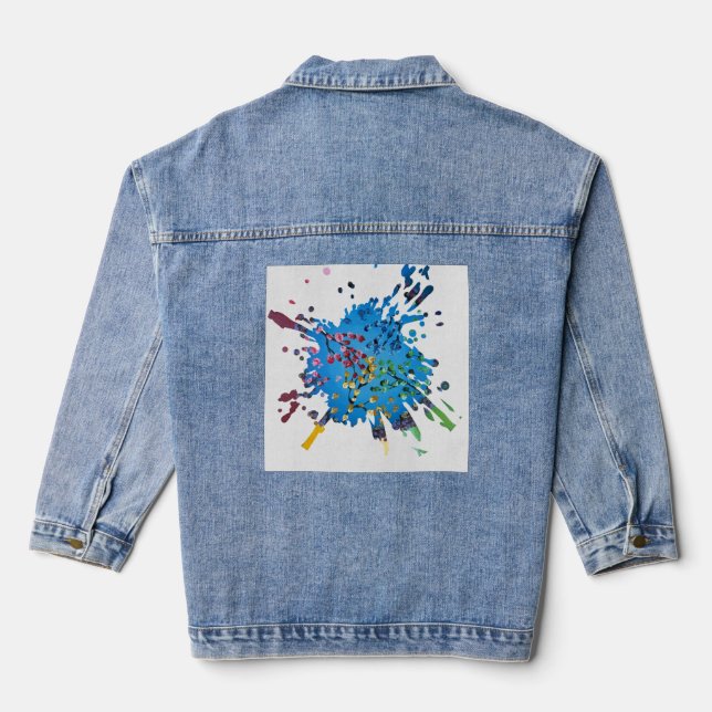 Handgemachte Kunst - Das Blumenrad Jeansjacke (Rückseite)