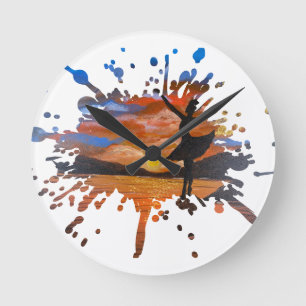 Handgemachte Kunst / Tanzen mit der Sonne Runde Wanduhr