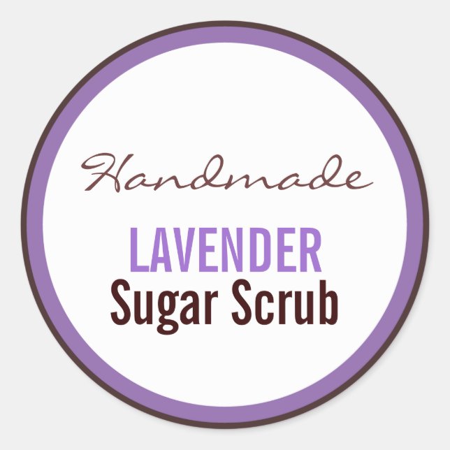 Handgemachte Lavender Sugar Scrub Runder Aufkleber (Vorderseite)