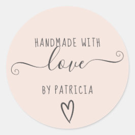 Handgemachte Liebe Typografie minimalistisch rot R Runder Aufkleber