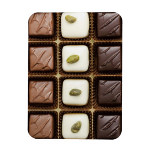 Handgemachte Luxusschokolade in einem Kasten Magnet