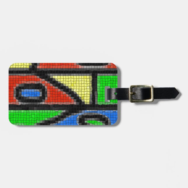 Handgemachte Mosaike, moderne Kunst. Gepäckanhänger (Vorderseite horizontal)