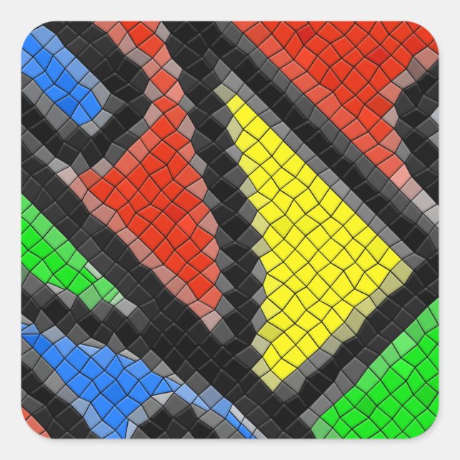 Handgemachte Mosaike, moderne Kunst. Quadratischer Aufkleber (Vorderseite)