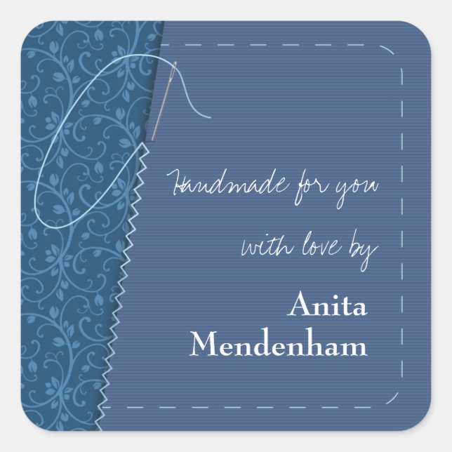 Handgemachte Nähnadel Quadratischer Aufkleber (Vorderseite)