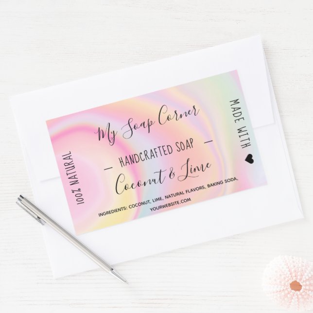 Handgemachte Seife Pastellfarben, unicorn Regenbog Rechteckiger Aufkleber (Umschlag)