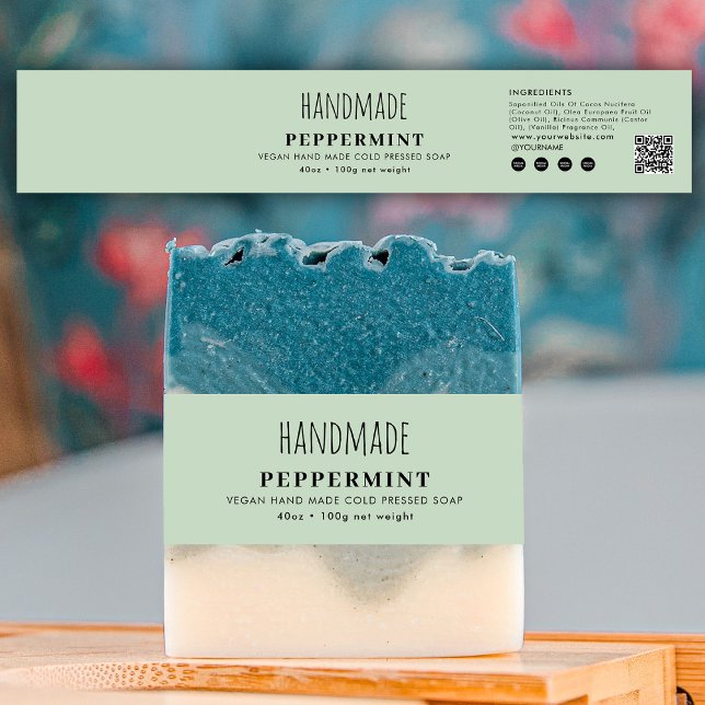 Handgemachte Seifen-Bauchbinde Grünes Produktlabel Einladungsbanderole (Handmade Soap Belly Band Green Product Label Wrap)