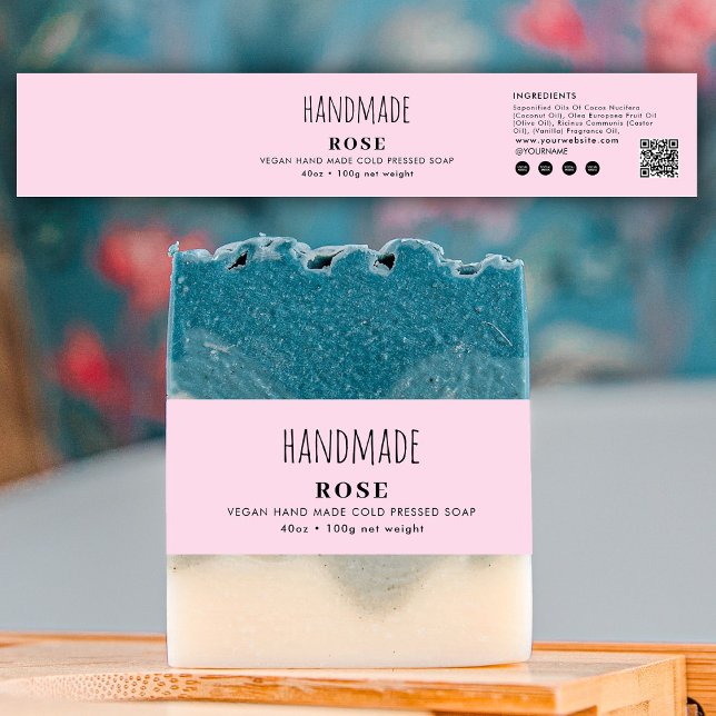 Handgemachte Seifen-Bauchbinde Rosa Produktlabel-V Einladungsbanderole (Handmade Soap Belly Band Pink Product Label Wrap)
