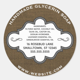 Handgemachte Seifenkennzeichnung Rustikale Landbed Runder Aufkleber