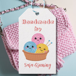 Handgemachte Strickmarke, Pflegeetikett, Made by m Geschenkanhänger