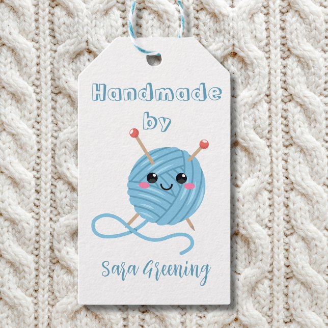 Handgemachte Strickmarke, Pflegeetikett, Made by m Geschenkanhänger (Von Creator hochgeladen)
