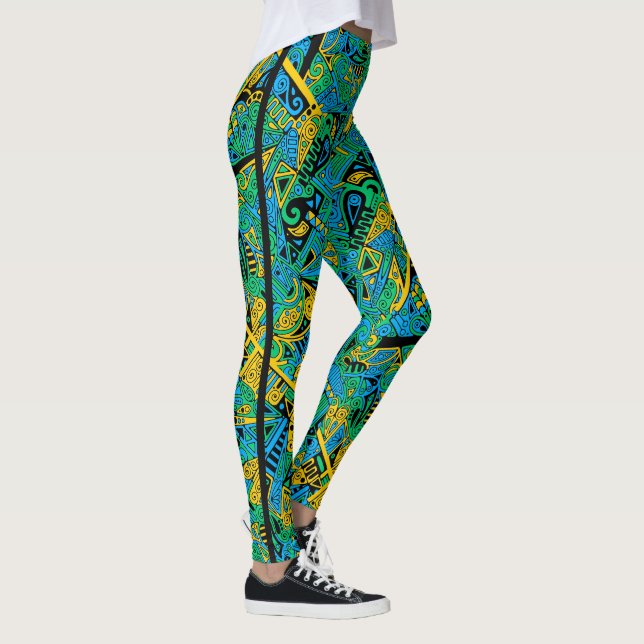 Handgemachte und digital gestrichene Muster Art 21 Leggings (Rechts)
