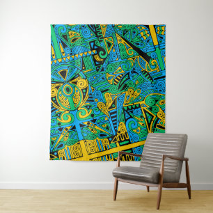 Handgemachte und digital gestrichene Muster Art 21 Wandteppich