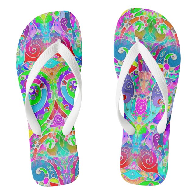 Handgemachte und digital gestrichene Muster Art 22 Flip Flops (Fußbett)