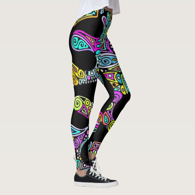 Handgemachte und digital gestrichene Muster Art 28 Leggings (Rechts)