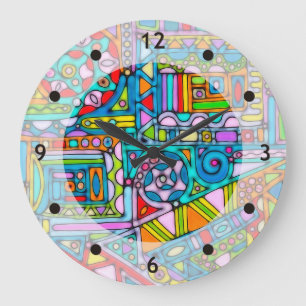 Handgemachte und digital gestrichene Muster Art 53 Große Wanduhr