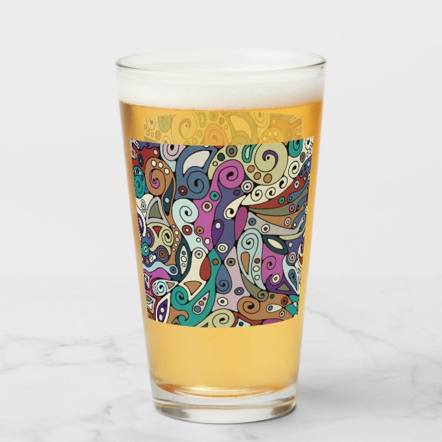 Handgemachte und digital gestrichene Muster Art 8 Glas (Vorne (Gefüllt))