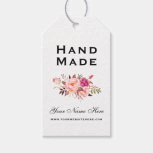 Handgemachte Wasserfarben Rosa Blumenmarken Geschenkanhänger