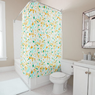 Handgemachter Duschvorhang des grünen u. orange