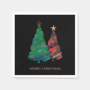 Handgemachter funkelnd Watercolor-Weihnachtsbaum Serviette
