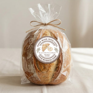 Handgemachtes Bäckerei-Logo mit Weizenähren Runder Aufkleber