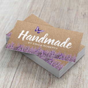 Handgemachtes Geschenk Rustikales Kraft Lavendel B Visitenkarte