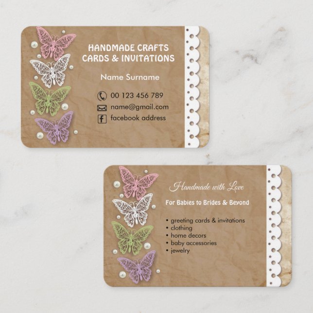 Handgemachtes Handwerk u. Grußkarten Visitenkarte (Vorne/Hinten)