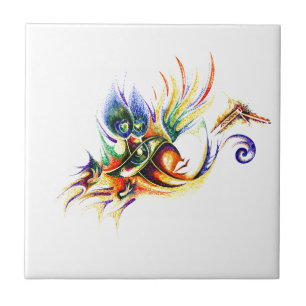 Handgemachtes Tinten-Zeichnen von Lord Krishna Fliese