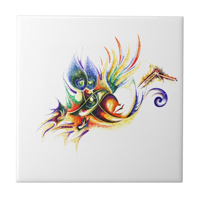 Handgemachtes Tinten-Zeichnen von Lord Krishna Fliese (Vorderseite)